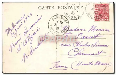 Stara pocztówka Alger Rue De Constanrine Et Boulevard Baudin — Rewers