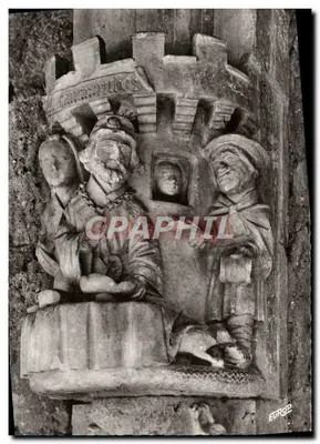Cadouin (Dordogne) — Coluna esculturada em torre representando a Parábola do Mau Rico — Édition de l'Europe, Pierron, Sarlat