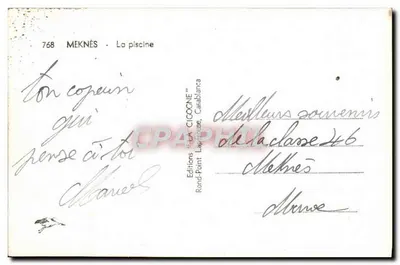 Meknès — Basen — Wydawnictwo 'La Cigogne', Casablanca, nr 768 — Rewers