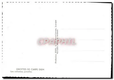 Grutas de Carpe Diem — As colunas gêmeas — Produção EREL, 3 rue Pierre-Leroux, Limoges — Verso