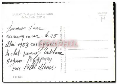 Sarlat (Dordogne) - Dom urodzenia La Boétie (XVI wiek) — Éditions d'Art, Paris — Rewers