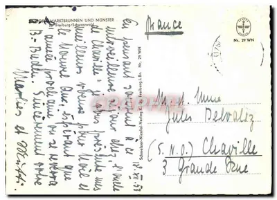 Fontanna Rynku i Potwór — Freiburg/Schwarzwald — Schmelzer-Nicolai-Verlag Nr. 29 WN — Rewers