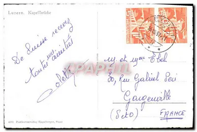 Luzern. Kapellbrücke — widok mostu i wieży — Postkartenverlag Engelberger, Stans n°4381 — Rewers
