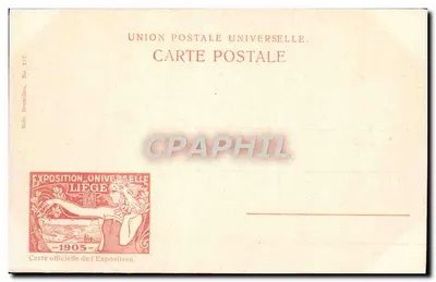 Exposição universal de Liège 1905 — Vista geral das halles — Carte postale oficial — Verso