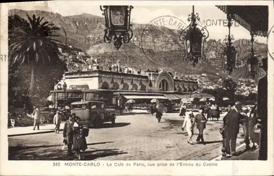 Monte-Carlo — O Café de Paris, vista tirada da Entrada do Casino — Edição Grimaldi, n°345