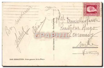 San Sebastián — Algemene uitzicht van de strand — Foto Galarza, n.8 — Achterkant