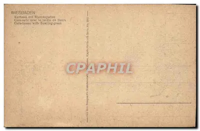 Wiesbaden — Kurhaus mit Blumengarten — van den Broogart's Kunstansicht, Série No. 2012 — Verso