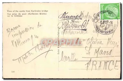 Berlin, widok z mostu Kurfürsten na zamek — wydawca Echt Kupferstichdruck, nr 1041 — Rewers