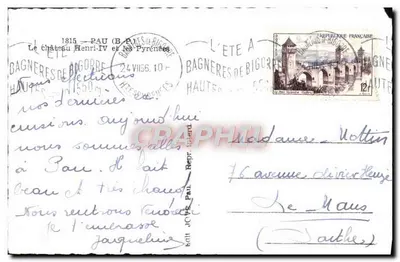 Het kasteel van Henri-IV en de Pyreneeën — Bagnères-de-Bigorre — ed. J.C. Ma. Paul, n° 550 — Achterkant