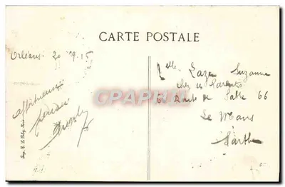 Orléans — A Praça do Martroi com a Estátua de Joana d'Arc — editor L. Foyatier, n° 549 — Verso