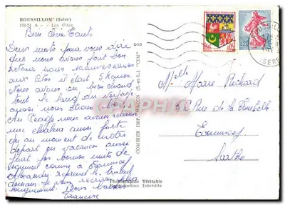 Vue aérienne de Roussillon (Isère) — Les Cités — éditeur 'CLM' — Verso