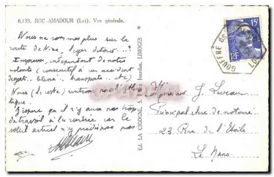 Roc-Amadour (Lot) — General View — Ed. La Cigogne, Limoges, no. 6.138 — Back