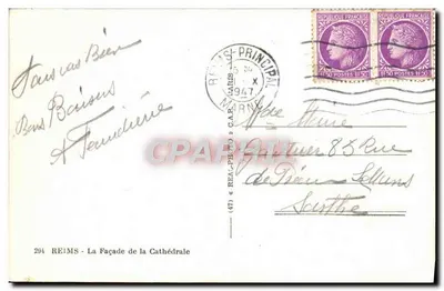 Reims - Fachada da Catedral — editor REA-L-PHOTO C.A.P. n°294 — Verso