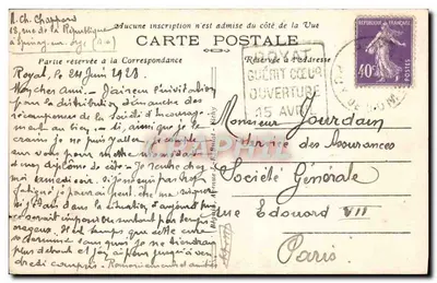Cartolina d'epoca Royat Les Bains Le Paradis Vu De L'Église Fortifiée — Verso