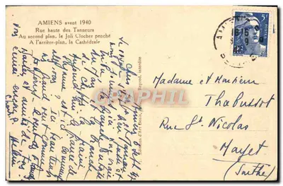Amiens — Rue haute des Tanneurs avec la cathédrale — Éditions d'Art Denis — Verso