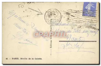 Paris. Moulin de la Galette — vue avec éditeur S.I.C. et n° 42 — Verso