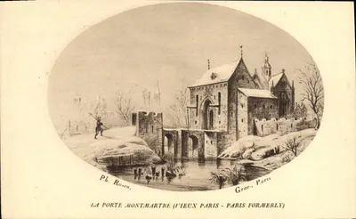 A Porta Montmartre (Paris Antigo - Paris Anteriormente) — gravura de Ph. Rosen, Paris