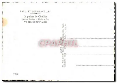 Palácio de Chaillot — visto sob a Torre Eiffel — Edições GUY — Verso