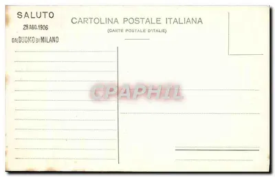 Katedra w Mediolanie — widok na wieże i gothiczną galerię — G. Modiano e Co. Milano 0754 — Rewers