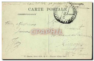 Tarjeta postal antigua La Rochefoucauld En el Parque del Castillo — Reverso