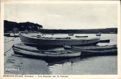 MIMIZAN-PLAGE (Landes) — As pinasses no Corrente — E. VIGNES