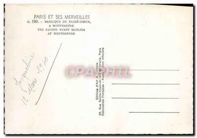Basilika des Heiligen Herzens — Montmartre — Éditions d'Art A. Lecomte, n° 509 — Rückseite