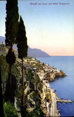 Amalfi — vista do bosque do Hotel Cappuccini — Edit. Brunner & C., Como