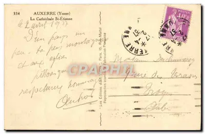 AUXERRE (Yonne) — De Kathedraal van Sint-Etienne — Les Éditions d'Art 'Yonne', Parijs — Achterkant