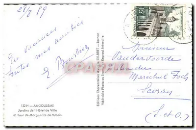 Ogród Urzędu Miasta i Wieża Margot z Walois — Wydawnictwo A. Gilber — Rewers