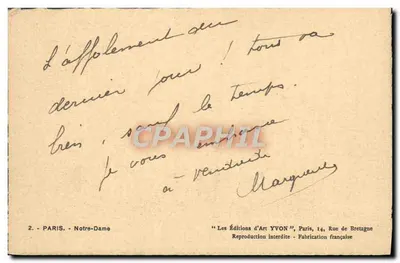 Notre-Dame w Paryżu — widok panoramiczny — Wydawnictwo Sztuki YVON, nr 2 — Rewers