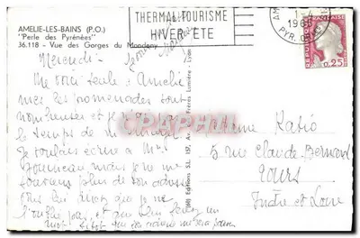 Amélie-les-Bains — Ansicht der Mondony-Schluchten — Thermalbad Tourismus Winter-Sommer — Rückseite