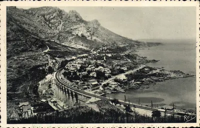 Antéor — Estrada da Corniche d'Or e o viaduto da ferrovia — Rella