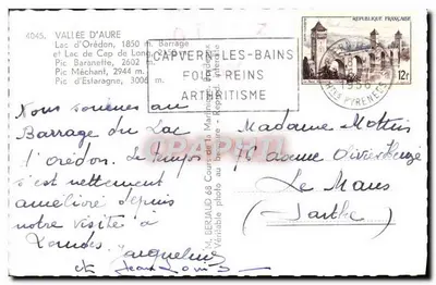 Lago d'Orédon e montanhas circundantes — Vale de Aure, Pirineus — editor M. Beriaud — Verso