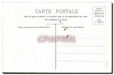 Wioska Audat — widok panoramiczny z kościołem i jeziorem — Wydanie specjalne Chocolat Poulain — Rewers