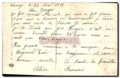 Kobieta z różami — kartka pocztowa datowana 1918 — wydawca LEVY RUS & CIE, n° 104 — Rewers