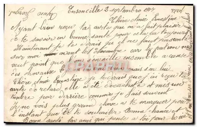 Paisagem rural com casa — texto impresso 'Les souvenirs ont le charme doré des feuilles mortes!' — editor R.A.S. n° 3019 — Verso