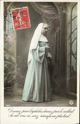 Irmã religiosa — Tema caritativo — Editor não identificado, número de série não visível