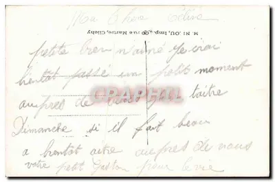 Sen — scenka miłosna i kobieta na ławce — wydawca M. Muy, n°781 — Rewers