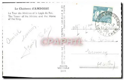Zamek Amboise — Wieża Minimów i Logis Królewski — Wydawnictwo Photo Véritable, nr 2604 — Rewers