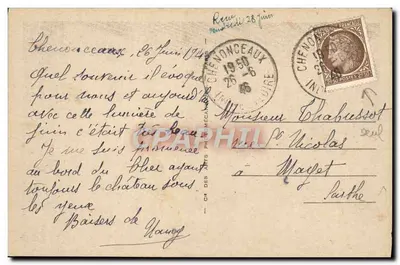 Chenonceau — Salão Luís XIII — Bilhete postal antigo n°99 — Verso