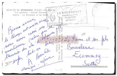 La Bourboule — Widok ogólny — Wydawnictwo Hôtel de l'Île — Rewers