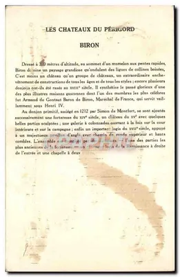 Os Castelos do Périgord — Biron — Coleção da Solução Paulinberge, 9ª Série — Verso