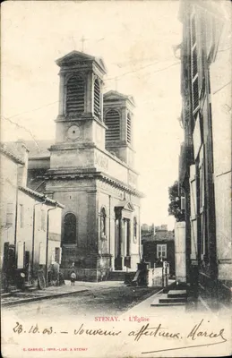 Bilhete postal antigo Stenay A Igreja