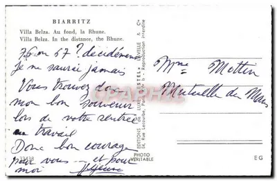 Biarritz — Villa Belza met de Rhune in de achtergrond — Uitgever: Éditeurs Estel, Parijs — Achterkant