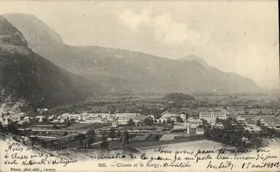 Cluses e le Bargy — vista panorâmica — Pittier, fot.-edit., Annecy, n° 555