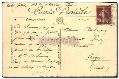 Chamonix — Morze lodowe widziane z Flégère — wydawca Payot Frères, nr 105 — Rewers