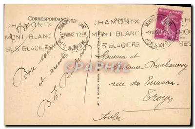 Chamonix-Mont-Blanc — Widok na Mont-Blanc — LL — n° 518 — Rewers