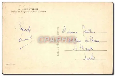 Granville — Efeitos de Ondas no Plat-Gonsset — Edição E. Besnille, Granville — Verso