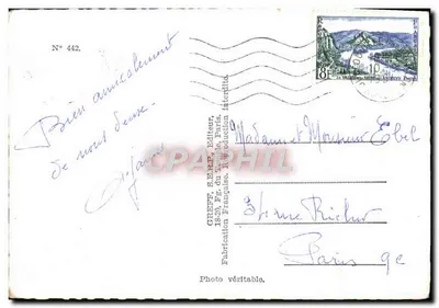 Granville — widok portu, plaży i skał — Greff, nr 442 — Rewers
