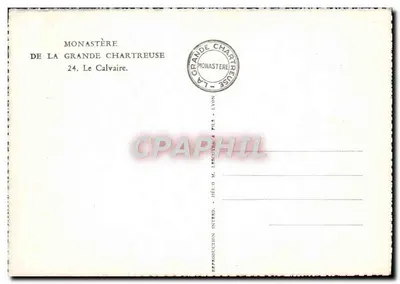 Mosteiro da Grande Chartreuse — O Calvário — Editor M. Lescouère, Lyon — Verso